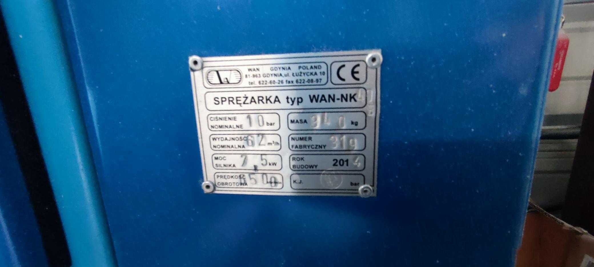 Kompresor śrubowy WAN-NK 7,5 kW 400l 1030 l/min z osuszaczem.