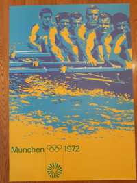 Plakat vintage Monachium 1972 Olimpiada komplet wioślarstwo