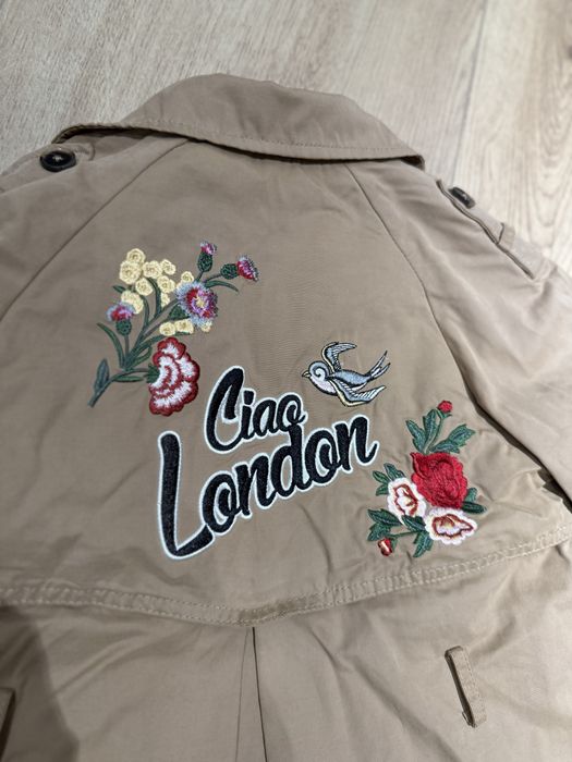 Утеплений тренч плащ для дівчинки Zara 6-7 116-122см