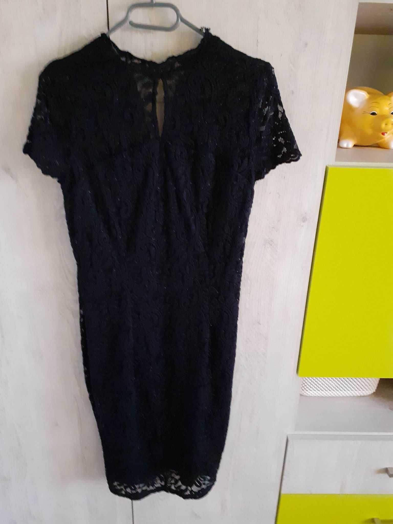 Sukienka koronkowa brokatowa czarna Orsay 38