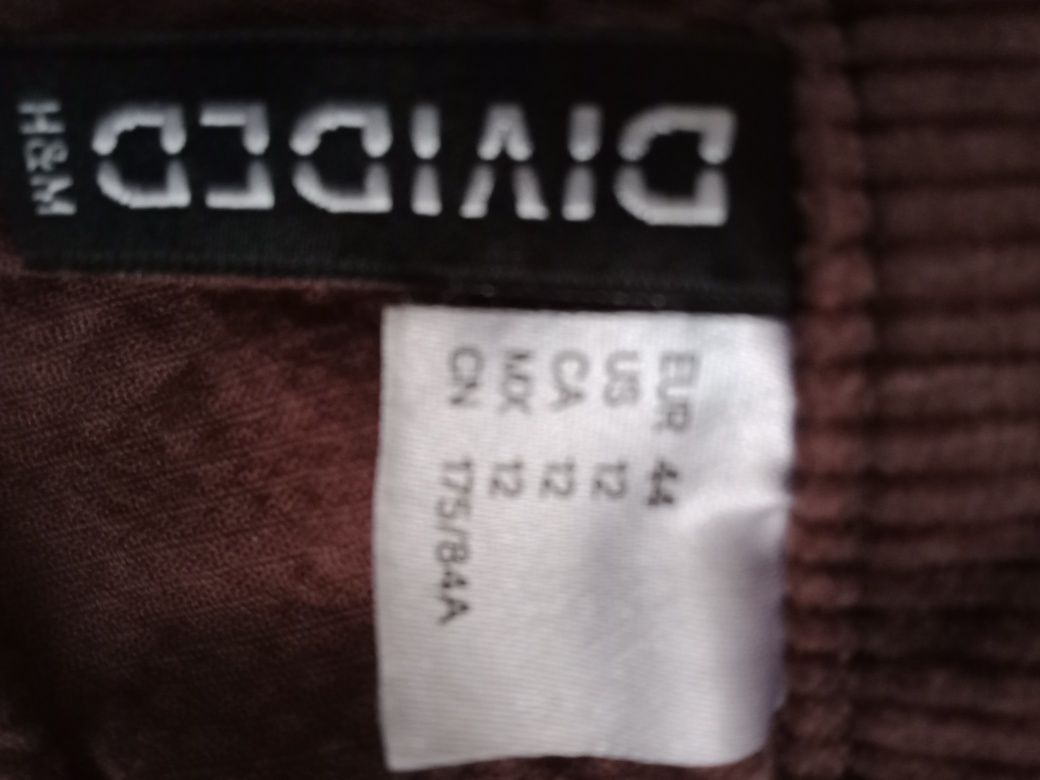 Spodnie męskie,rozm 44, sztruksy,Vide,Dividko,ciemny brąz 92% bawełny