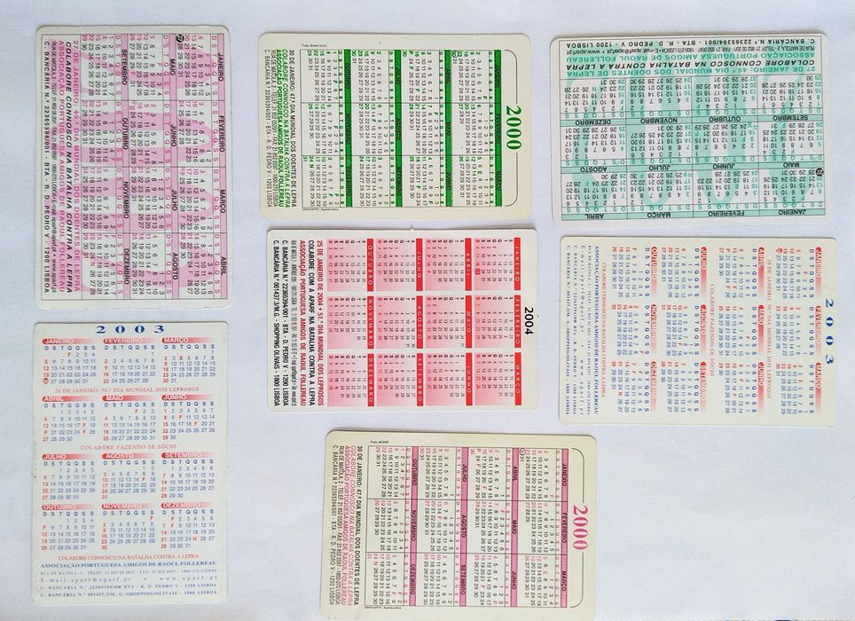 Calendários bolso Tema: APARF Assoc Port Amigos Raoul Follereau