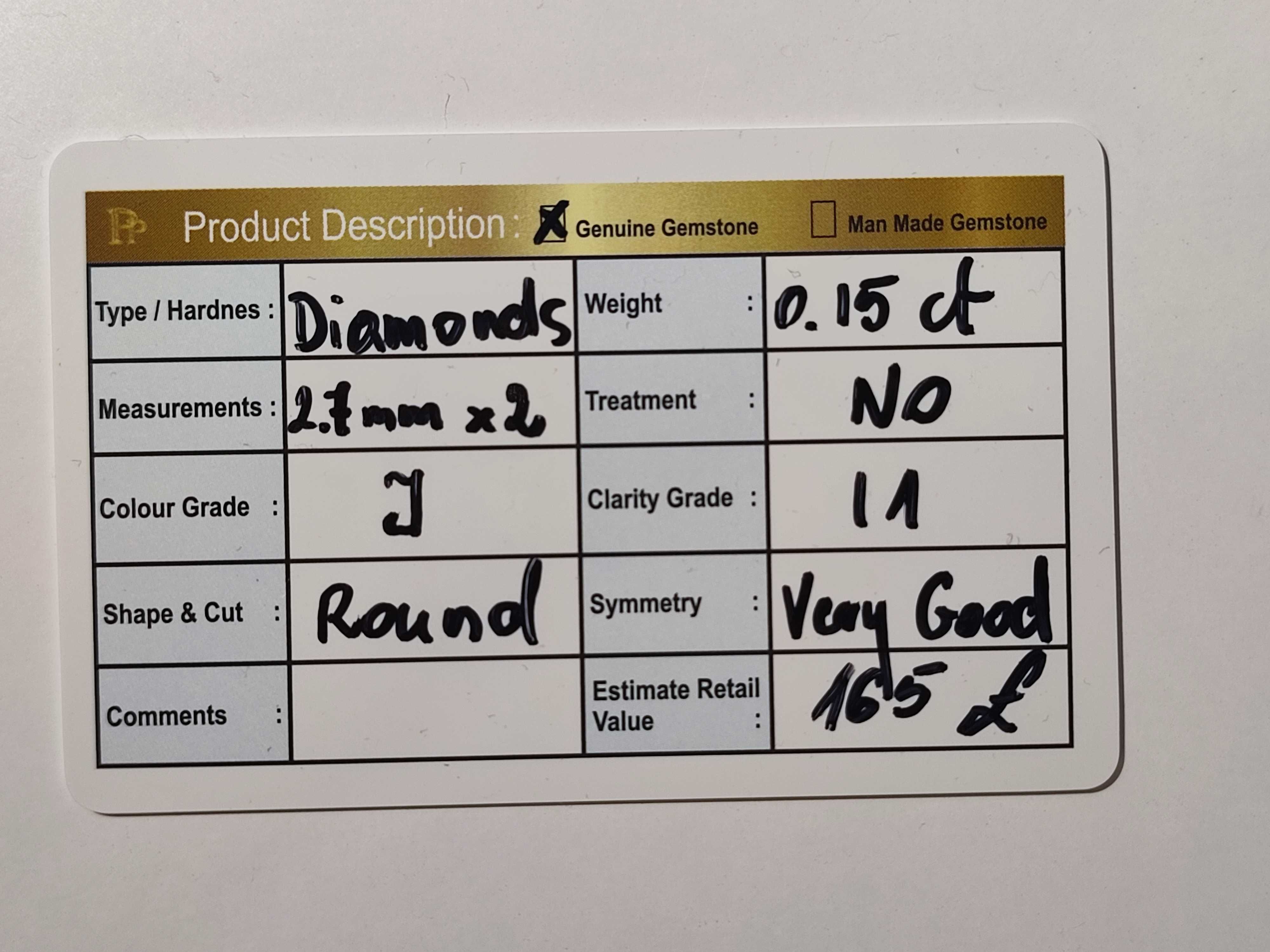 Kolczyki z białego złota 585 z brylantem 0.15 ct. I1/J