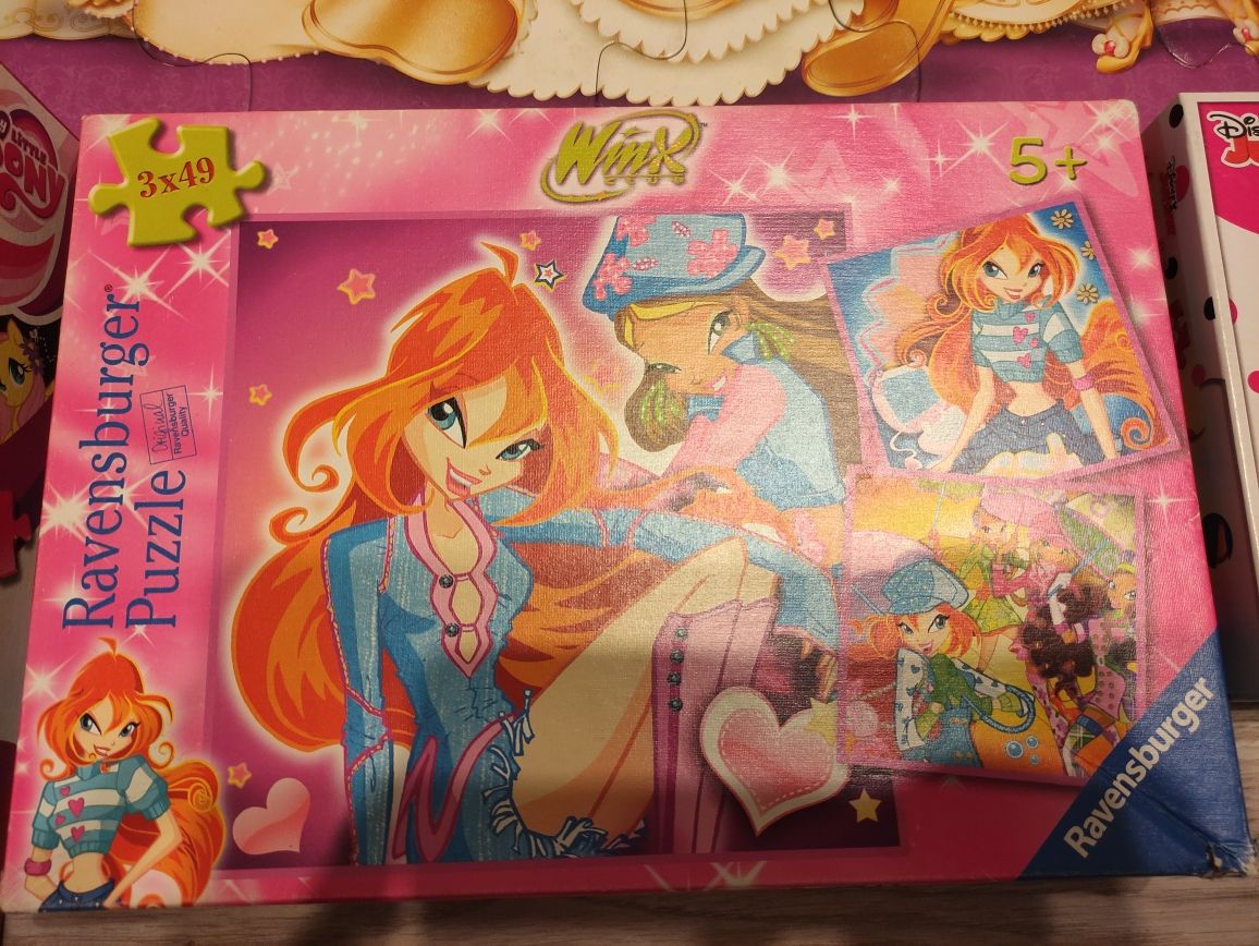 Puzzle dla dziewczynki Myszka Minnie, Vinx, My Little Pony, księżniczk