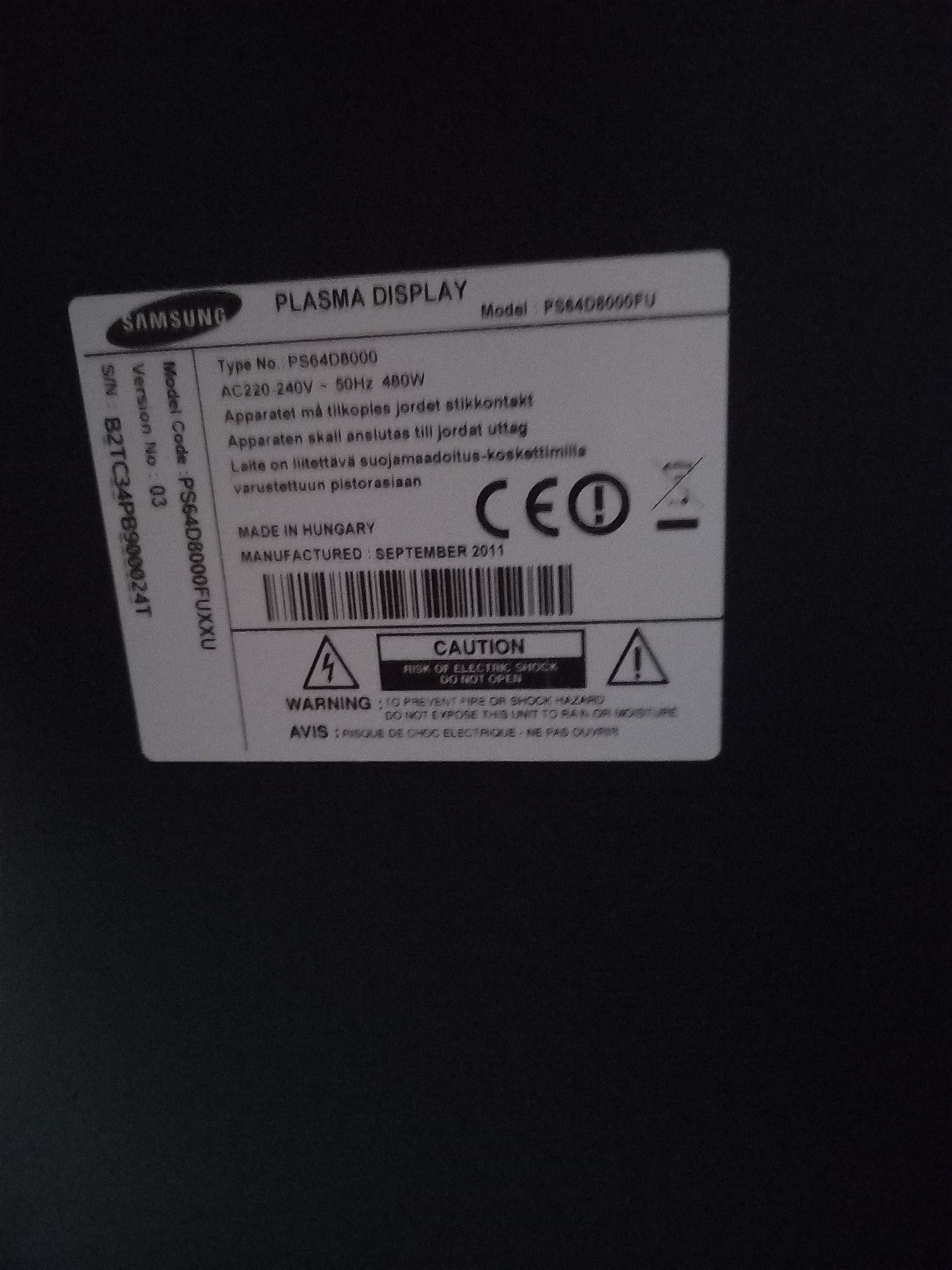 Samsung 64 plazma