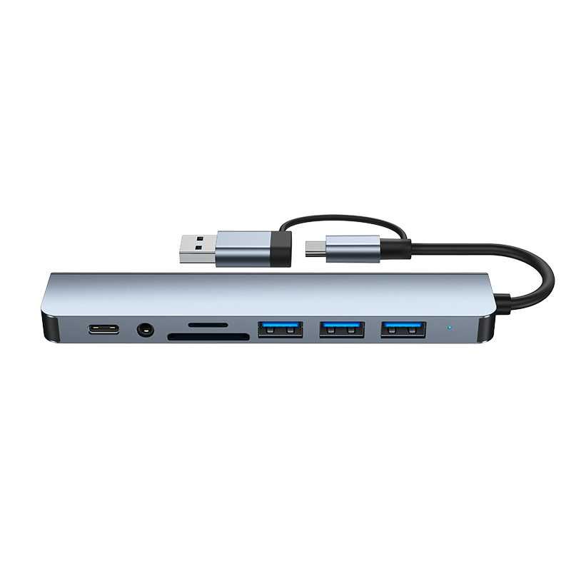Hub adapter przejściówka USB-C 8w1 4xUSB HDMI SD Typ-C jack