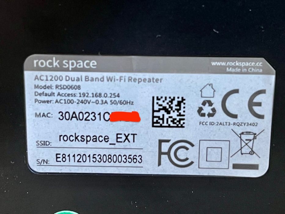 Rock space AC 1200 підсилювач Wi-Fi 1200 Мбіт RSD0608