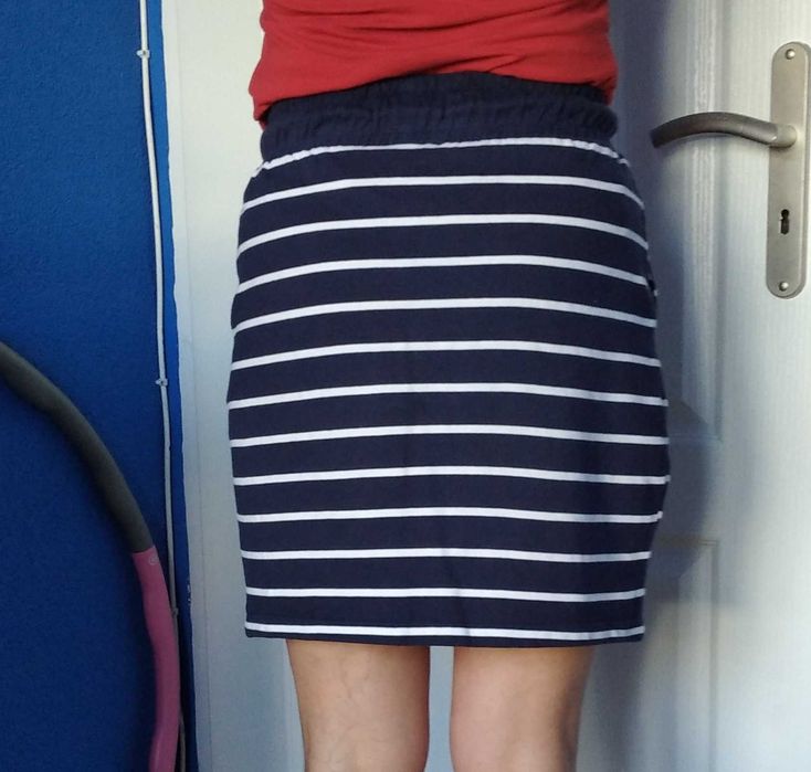 Spódnica S 36 w paski reserved eco bawełniana wygodna granatowa