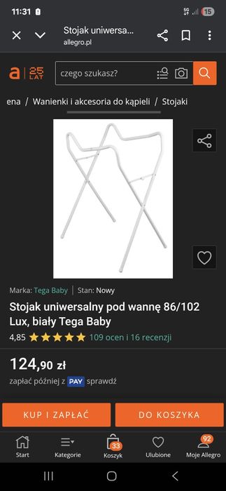 Stelaż uniwersalny pod wannę 86/102 tego baby