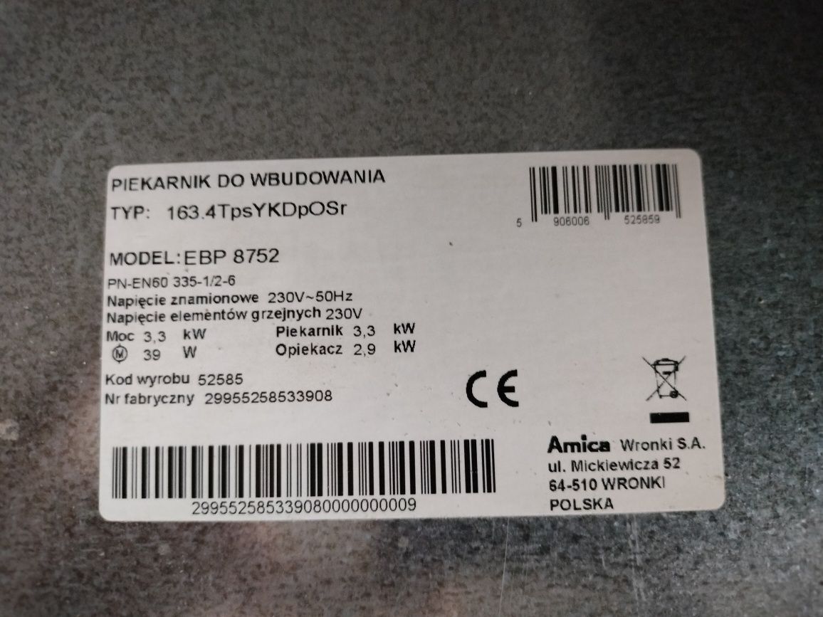 Piekarnik Amica dotyk