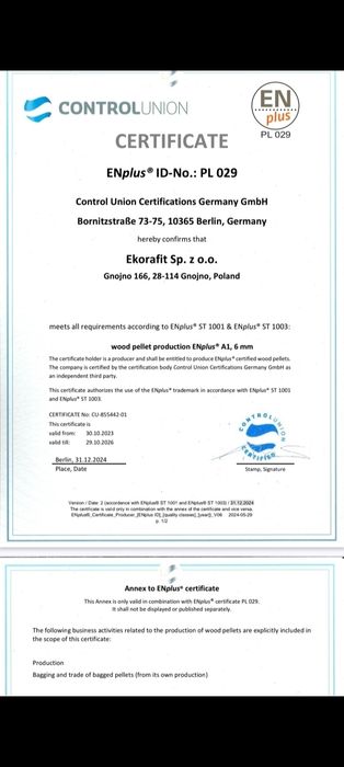 Pellet  sosnowy  certyfikowany