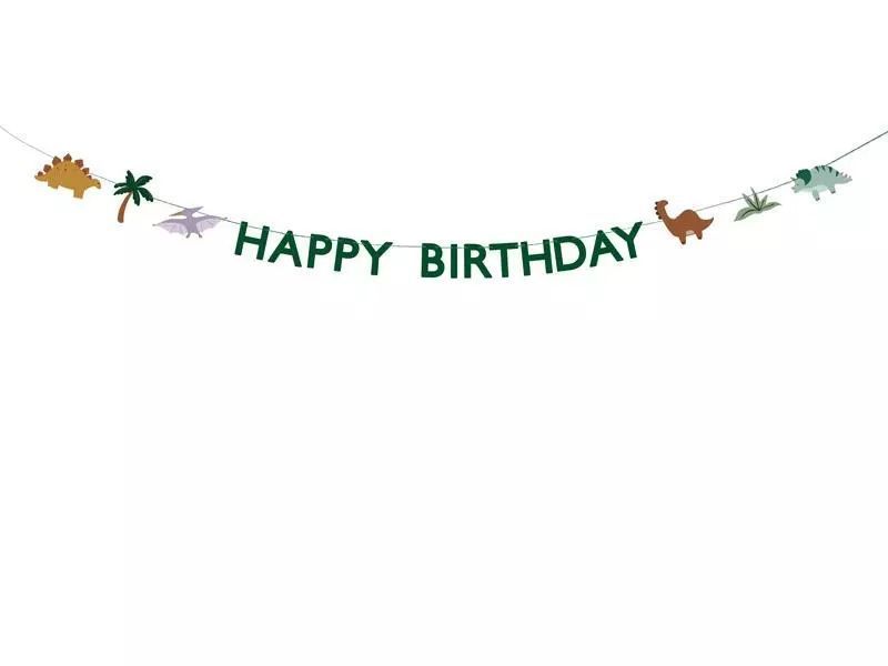 Baner Happy Birthday Dino 3m. PartyDeco