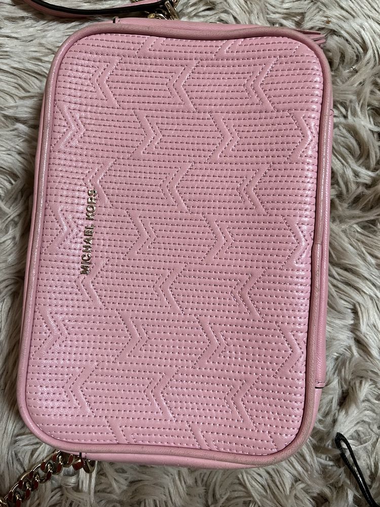 Michael Kors jest set corssbody listonoszka torebka z brelokiem różowa
