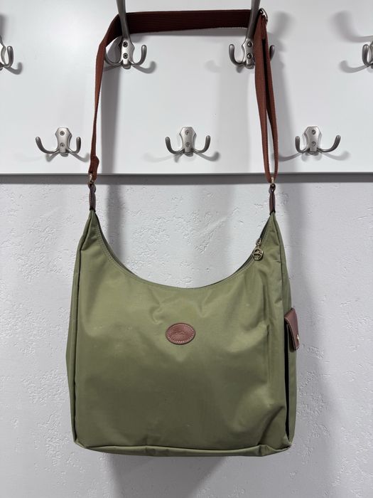Torebka Longchamp shopperka listonoszka torba na ramię zielona