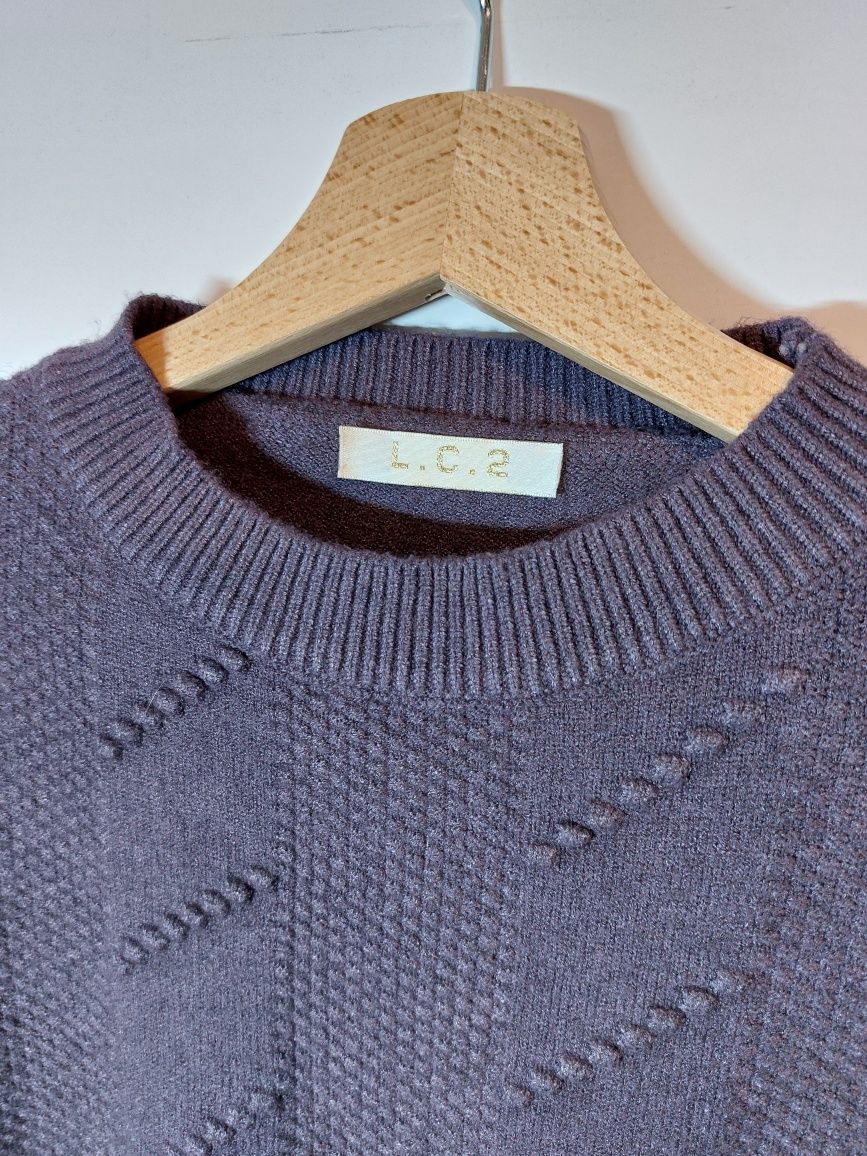 Fioletowy sweter 36/S bordowy sweterek golf bluza top 38/M