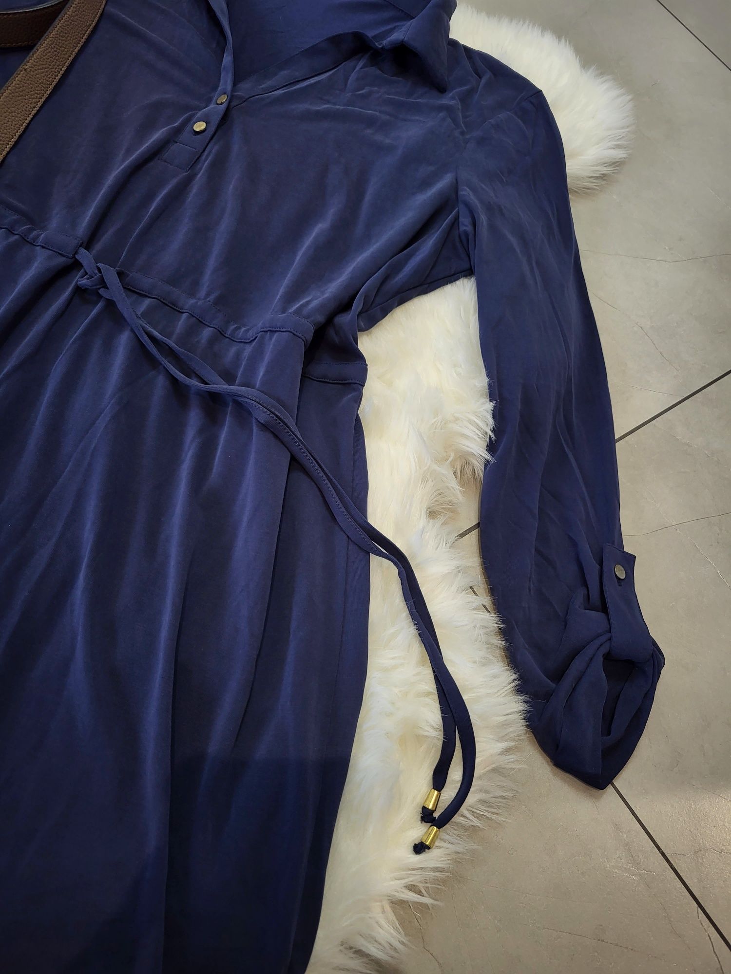 Granatowa elegancka sukienka basic rozmiar XL