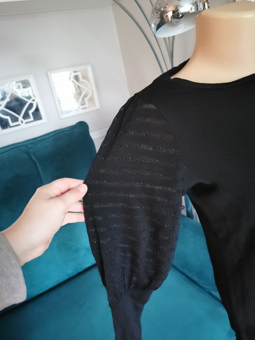 Sweterek czarny błyszczący Zara 100% wiskoza