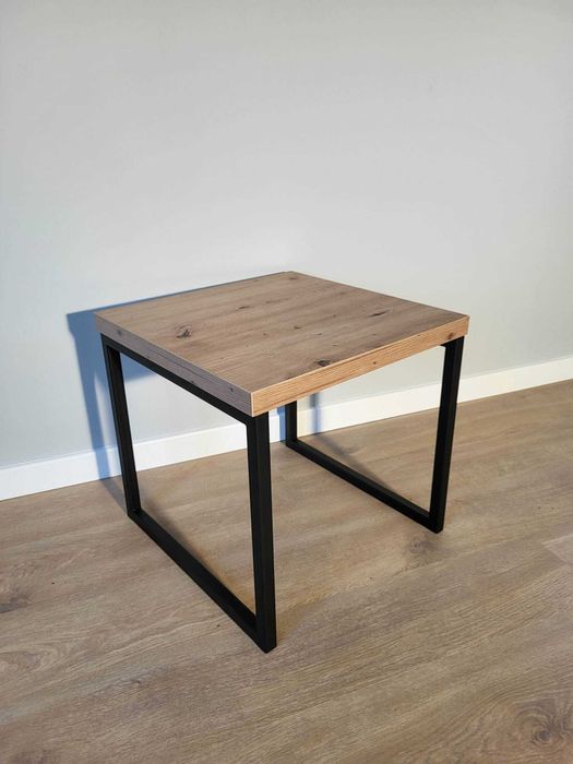 Stolik Kawowy Dąb Artisan 60x60cm POLSKI PRODUKT! Nogi metalowe czarne