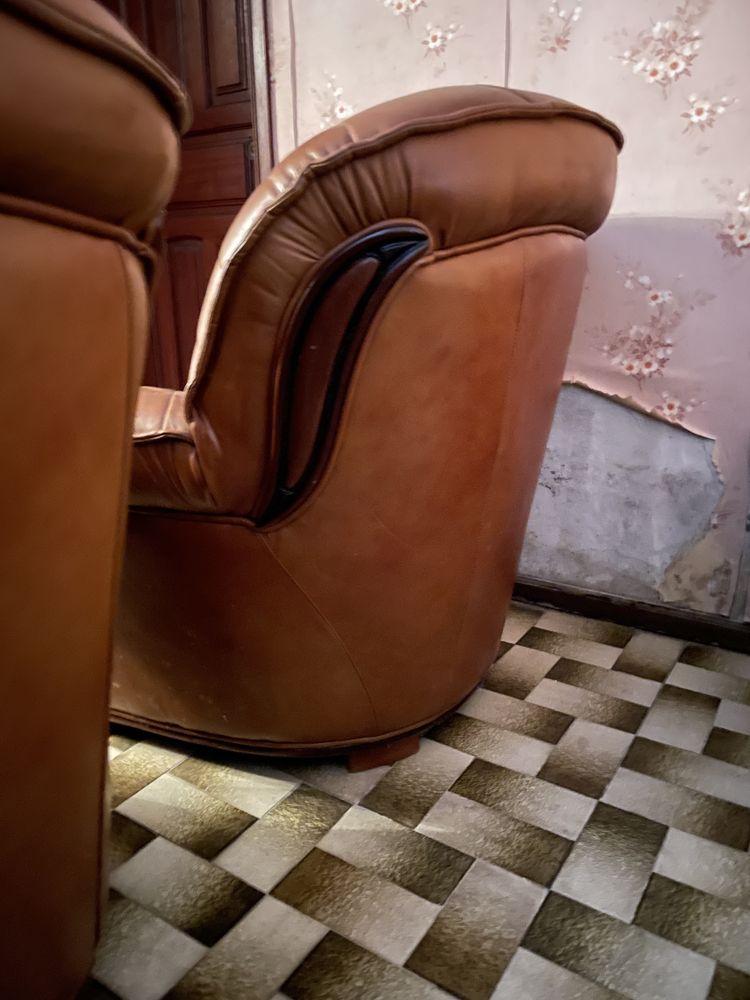 Conjunto de Sofa de Pele verdadeira