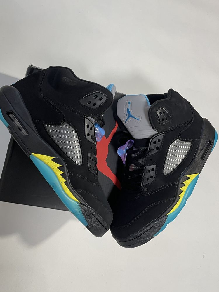Кросівки високі nike air jordan 5 aqua black найк джордан