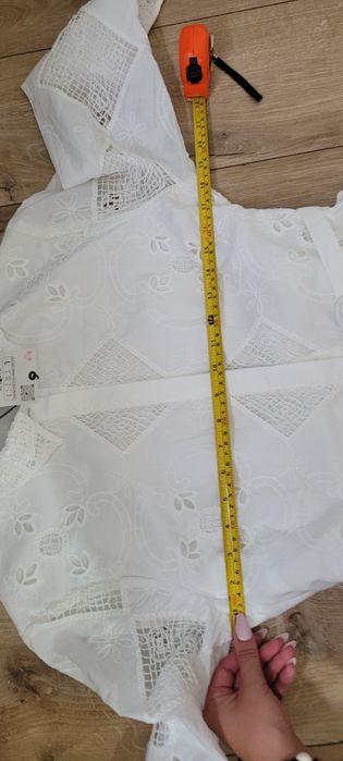 Sukienka długa Zara biała z haftem rozmiar L nowa z metką bawełniana