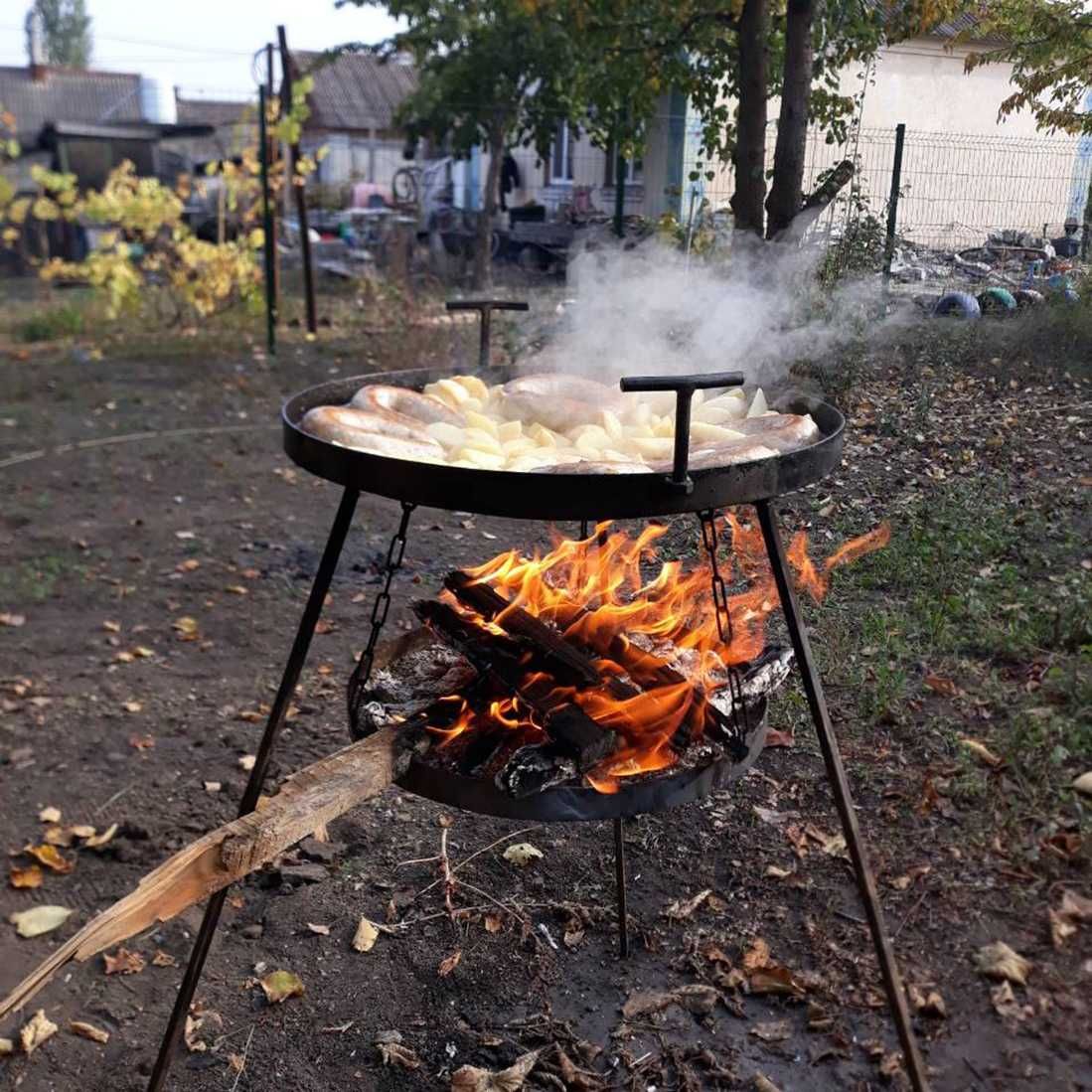 Розбірна підставка підвіска для вогню і сковорода готувати на дровах