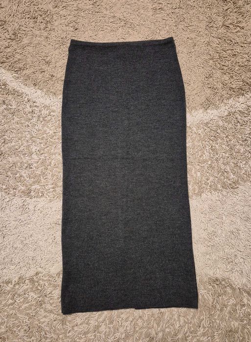 Спідниця довга трикотажна напіввовняна темно-сіра, р.S