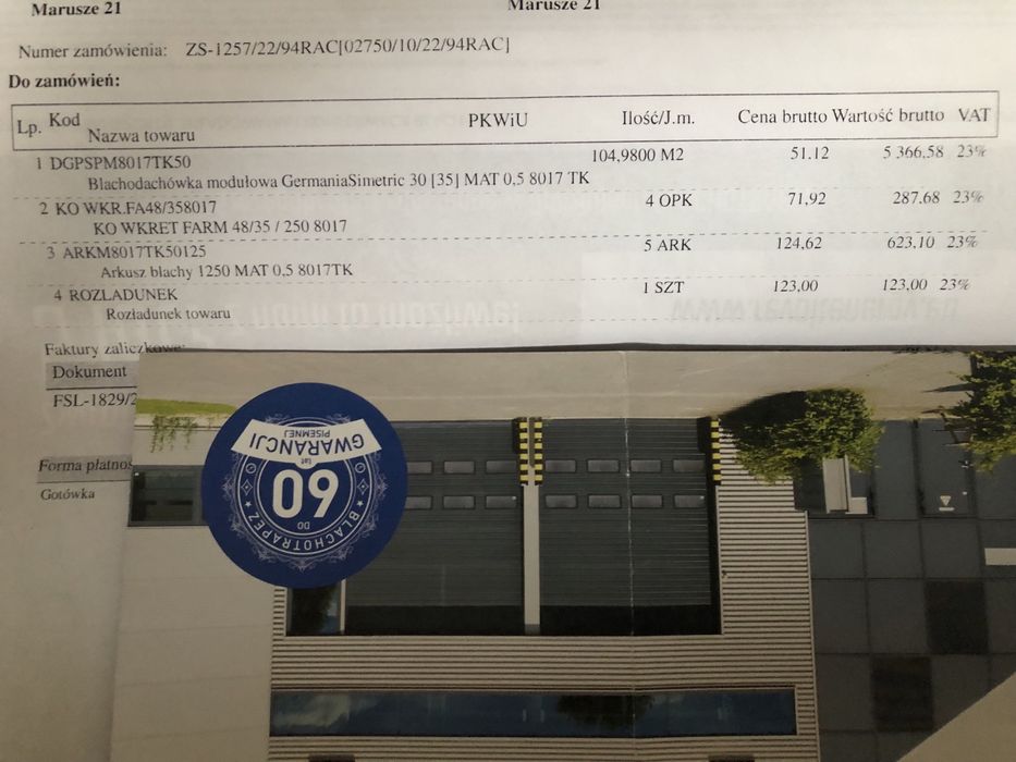 Blachodachówka modulowa Germania Simetric 30 MAT 0,5 8017 TL
