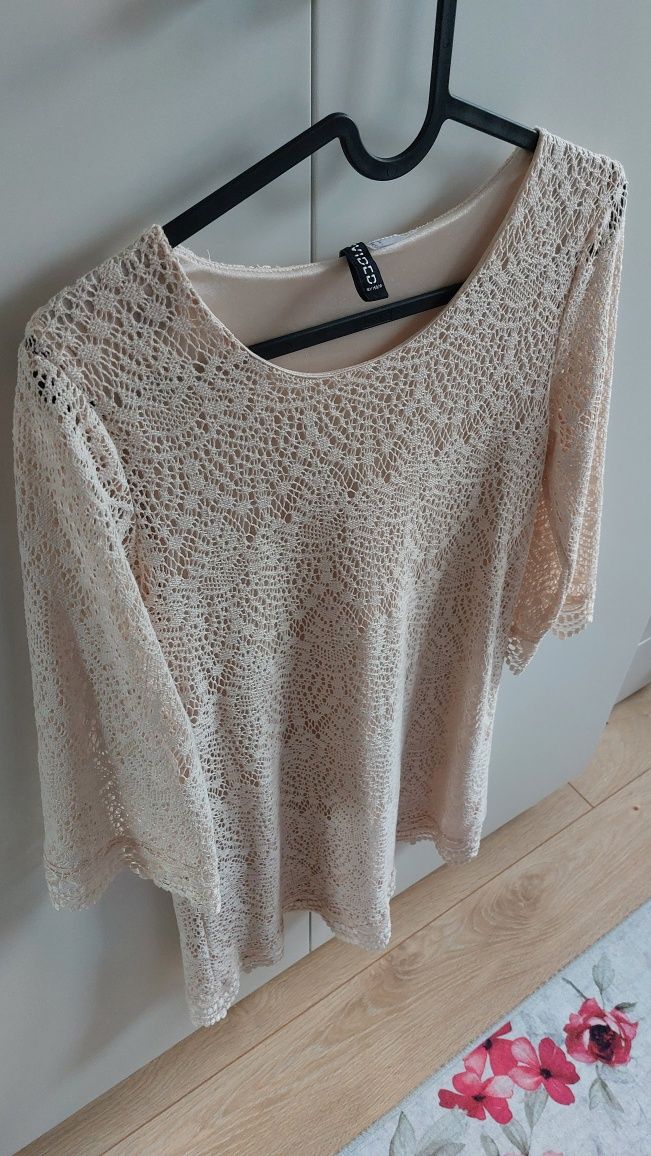 Koronkowa beżowa sukienka h&m xs