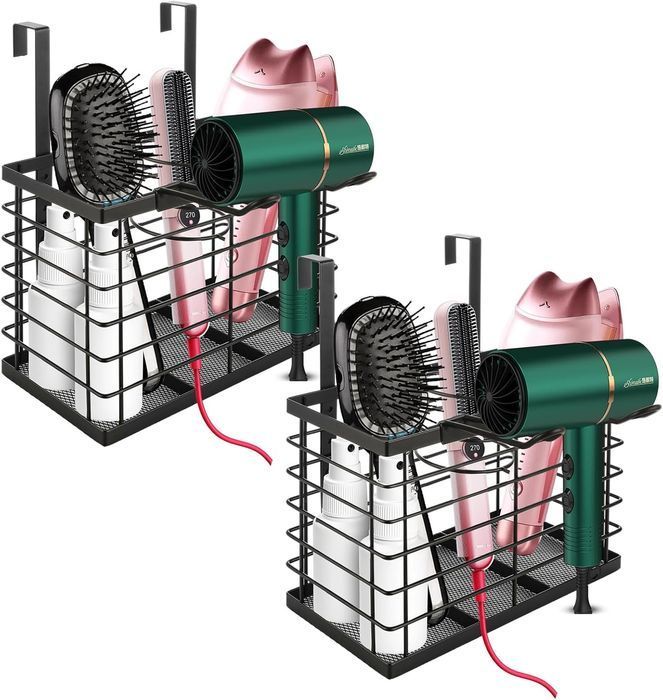 LOPYXBR Zestaw 2 Półek z Uchwytami na Suszarkę Bez Wiercenia Czarne