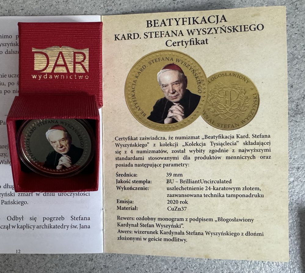 Monety 4 szt. - z okazji beatyfikacji Kard. Stefana Wyszyńskiego