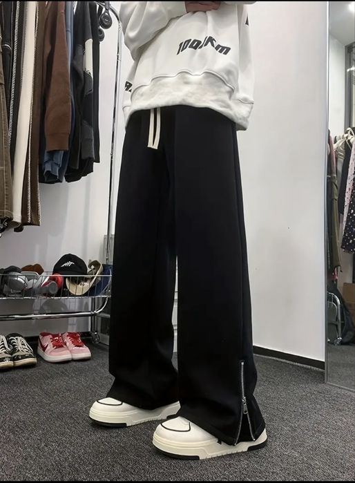 черные штаны с молнией rick owens type