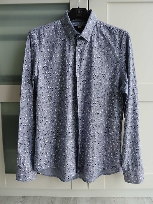 Koszula męska pieski Slim Fit 40 stan IDEALNY