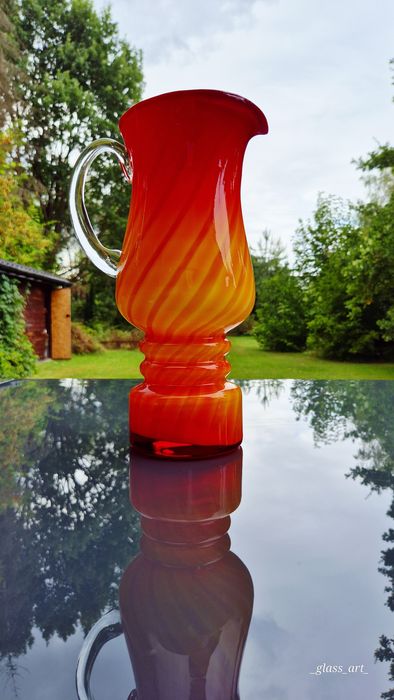 Dzban dzbanek Fiedorowicz Ząbkowice stare kolorowe szkło prl