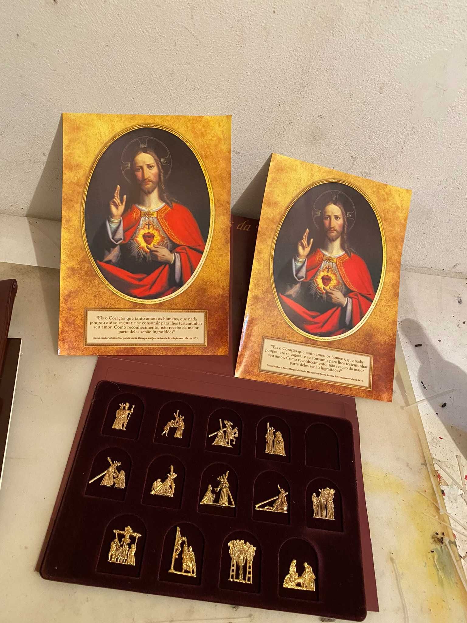 figuras via sacra banhadas a ouro 24 kilates