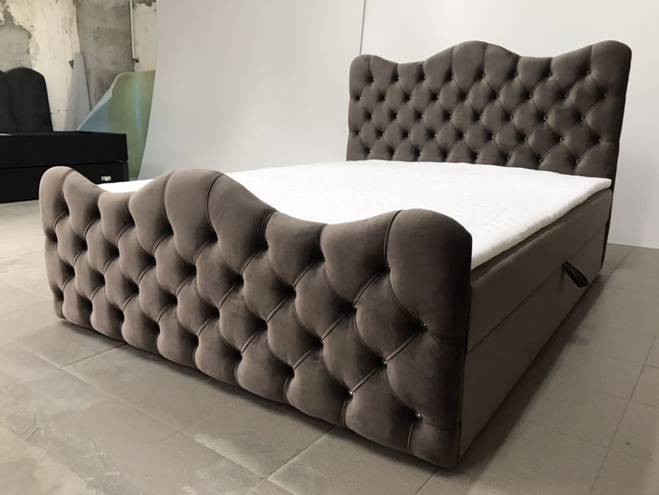 Łóżko tapicerowane KONTYNENTALNE tkanina do wyboru dowolny wymiar