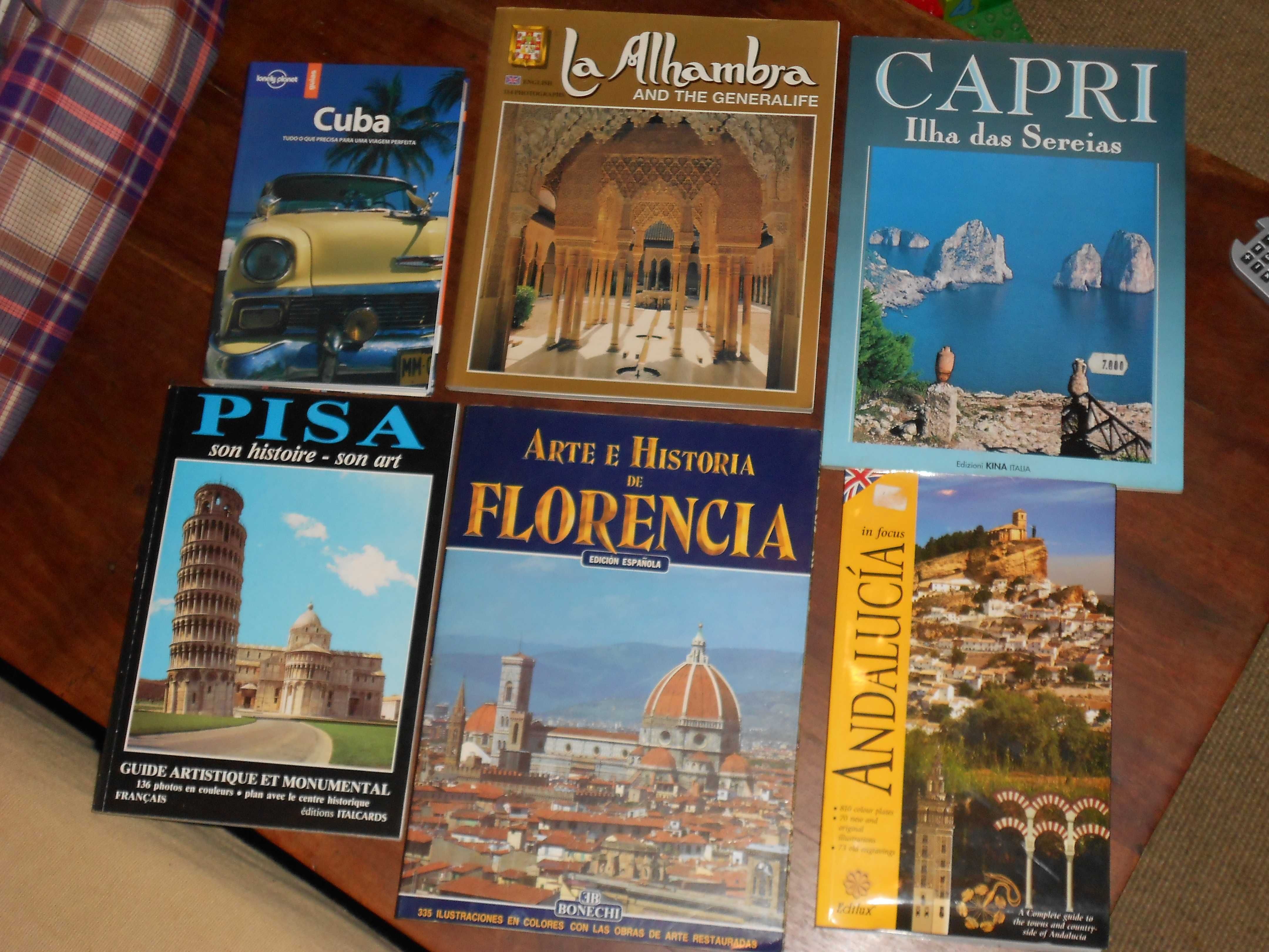 Livros viagens diversos Pisa Florenca Capri Alhambra Cuba Andaluzia