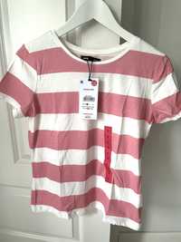 Koszulka w paski t-shirt S nowa z metką różowa jasna