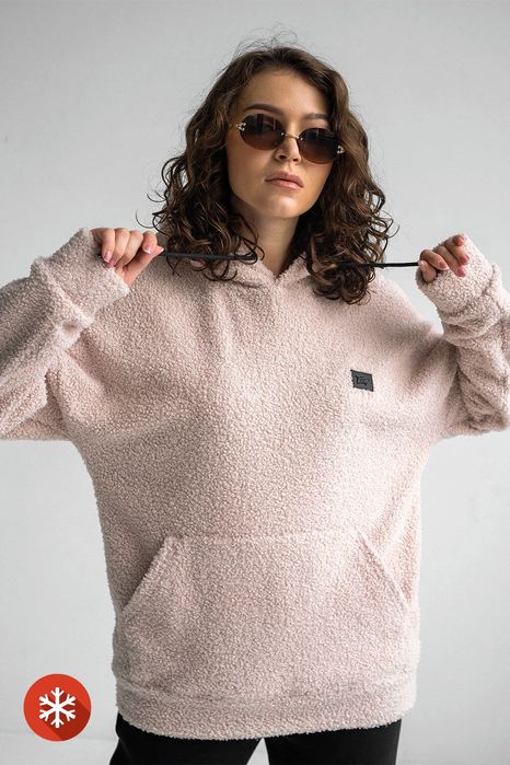 Жіноче тепле худі оверсайз Lama Пісочний Teamv