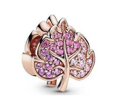 charms Lśniący Liść Rose Gold różowe złoto s925 do pandora