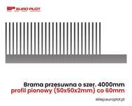 Brama przesuwna aluminiowa 4000mm - profil pionowy 50x50 co 60mm