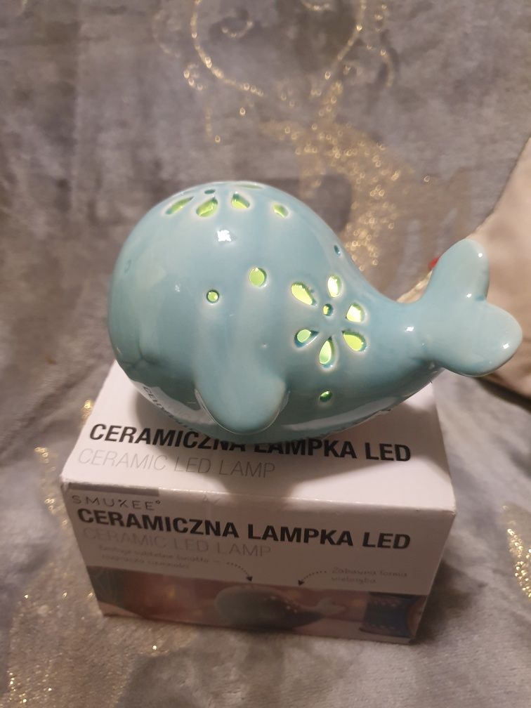 Ceramiczna lampka Led Delfin