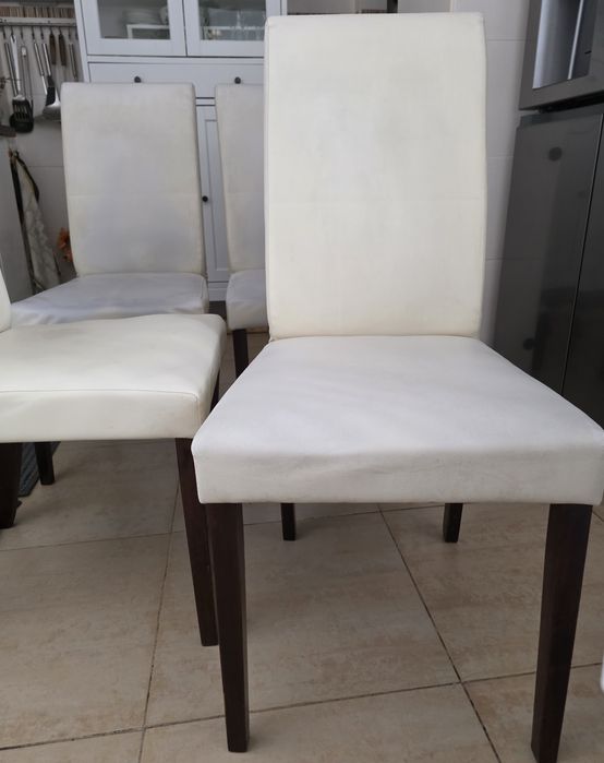 Cadeiras de Mesa em pele sintética creme