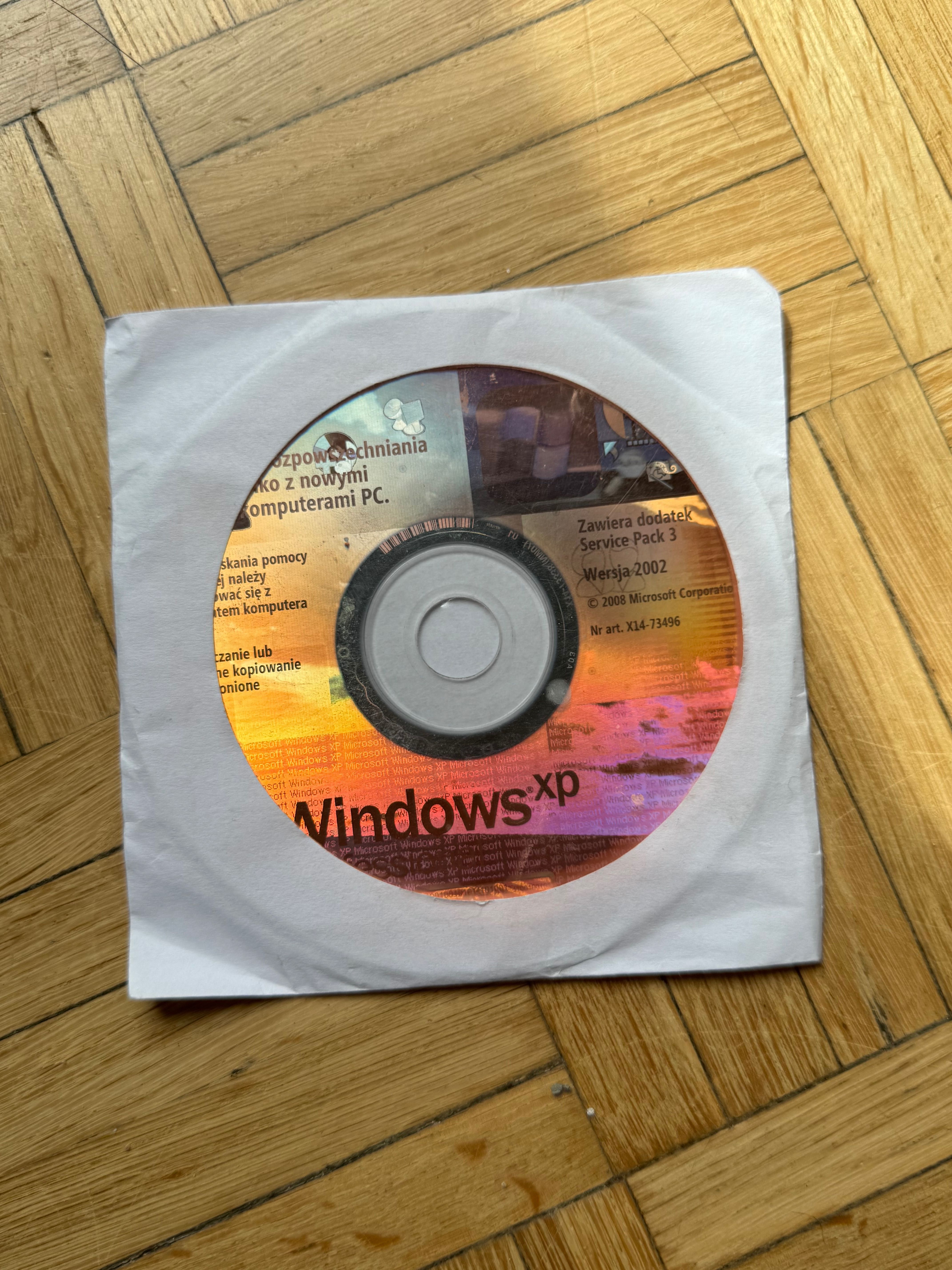 Płyta CD Windows XP Professional SP3 – oryginalna i zadbana