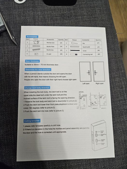 Klamka na kod+czytnik RFID+palec