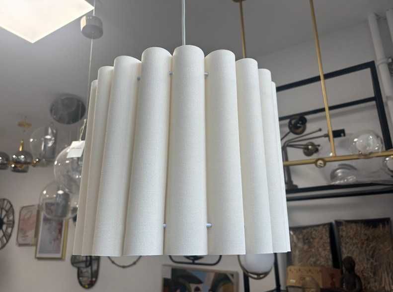 Designerska lampa wisząca z lnu Lucina Jasny beż Ø35xH31cm