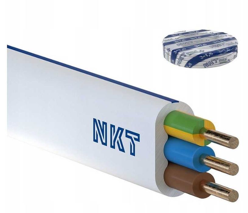 Przewód instalacyjny płaski YDYp 3x1,5 450/750V NKT. 100mb
