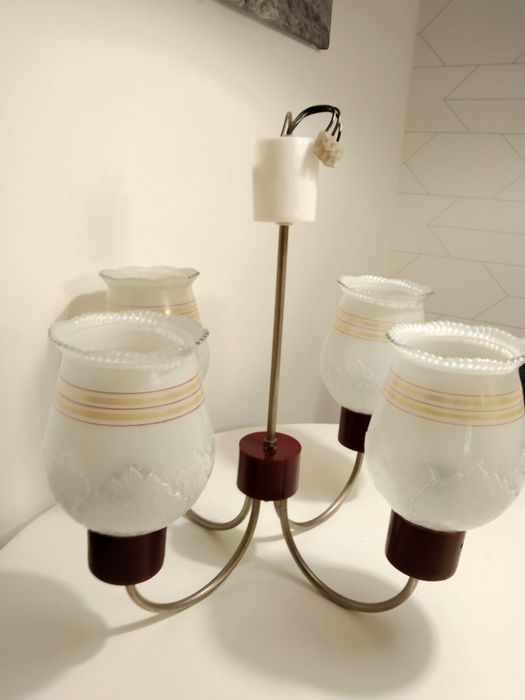 Żyrandol PRL vintage ESI Nowa Huta, pamiątki z Nowej Huty