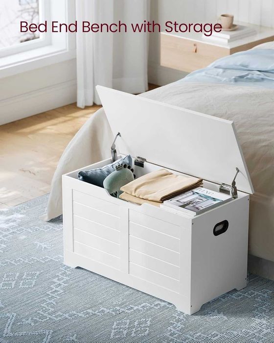 Drewniana skrzynia do przechowywania ,biała