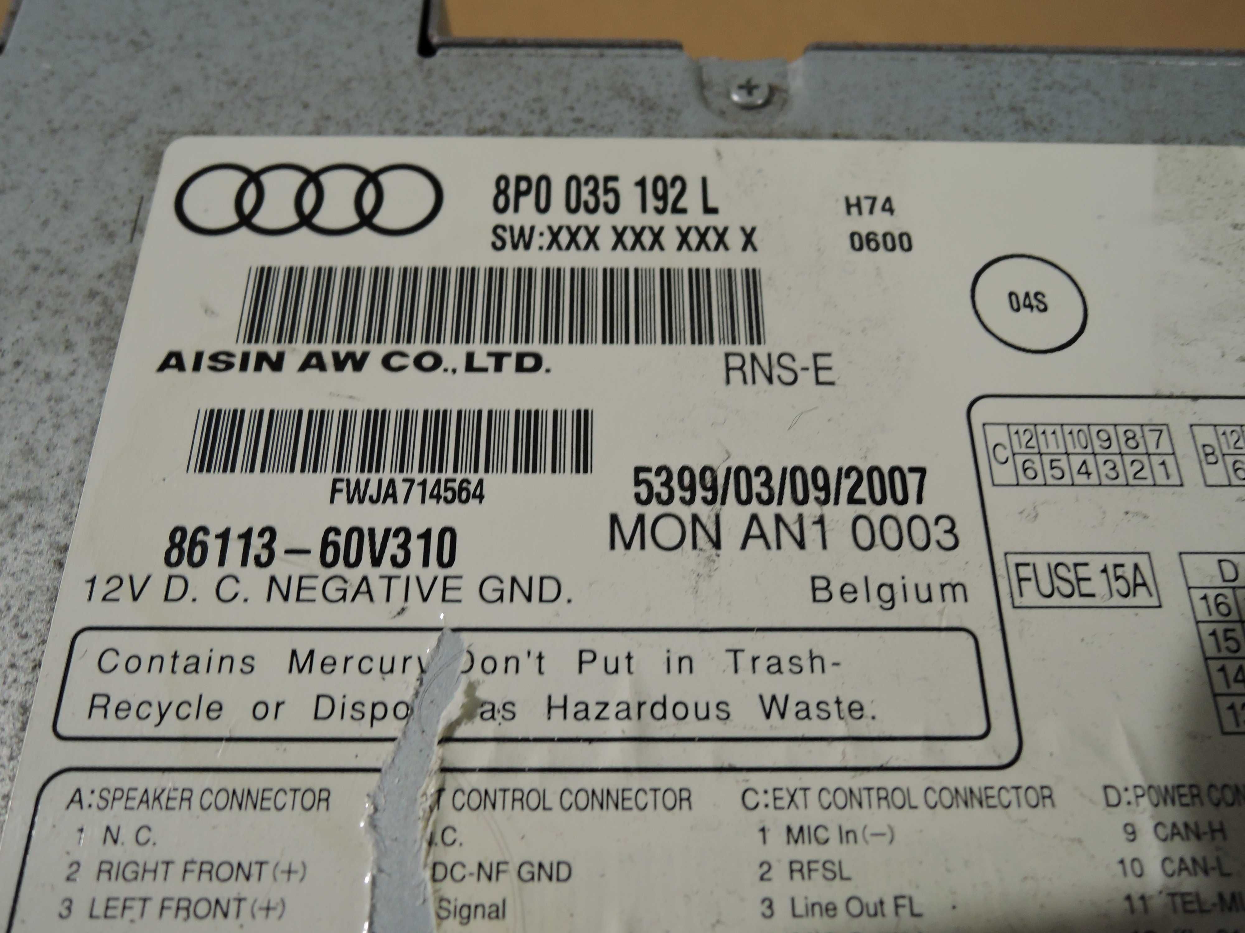 AUDI  S3 A3 8P 03-08r Radio  Nawigacja 8P0.035.192L